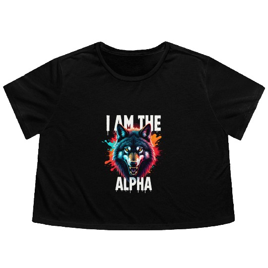 I Am The Alpha Wolf Flowy Cropped Tees