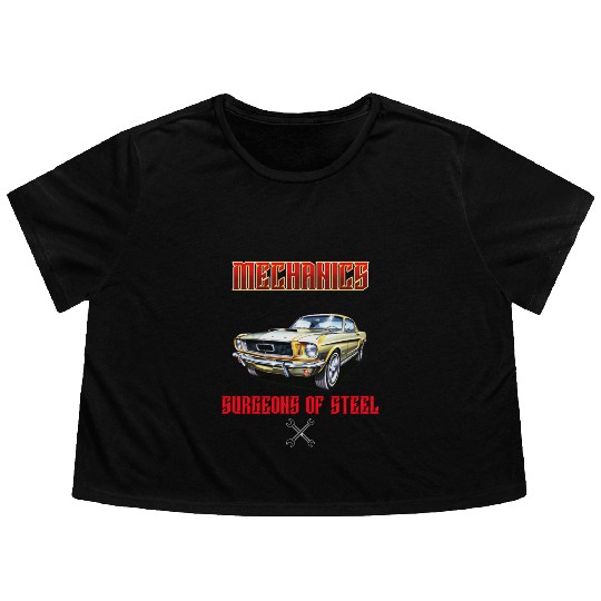 Muscle Car Classic Mechanics Design Flowy Cropped Tees