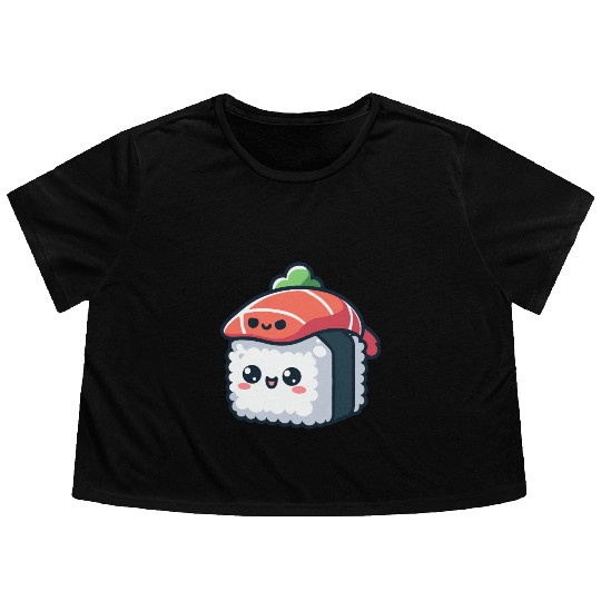 kawaii sushi character - food Flowy Cropped Tees