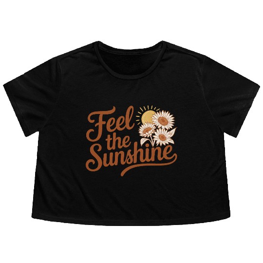 Sunflower and Sun Embrace Graphic Flowy Cropped Tees