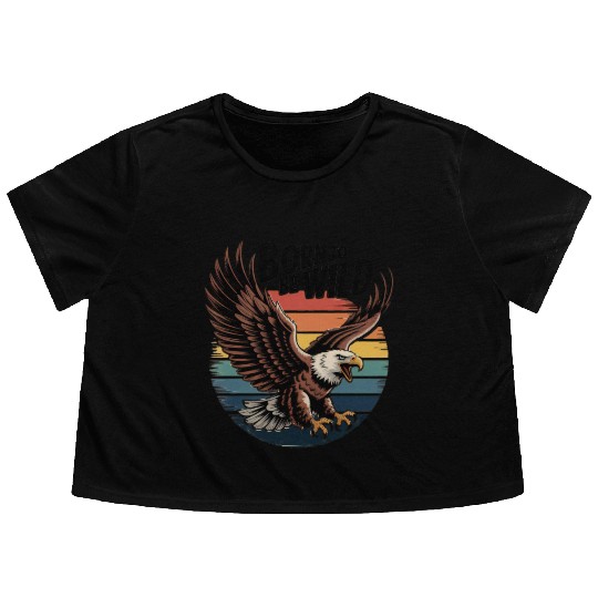 Born to Be Wild Eagle Illustration Flowy Cropped Tees