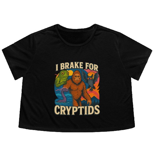 Cryptid Mythical Creature Flowy Cropped Tees Design
