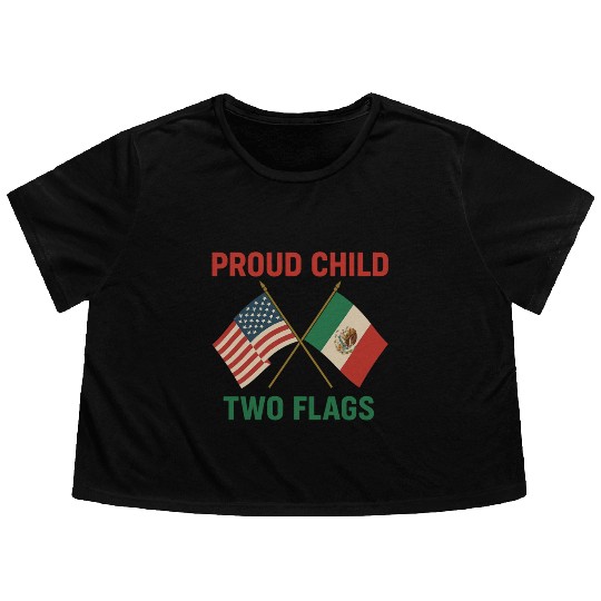 Proud Child Two Flags Design Flowy Cropped Tees