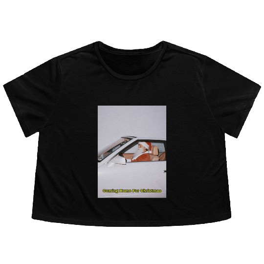 Santa's Joyful Ride Card Design Flowy Cropped Tees