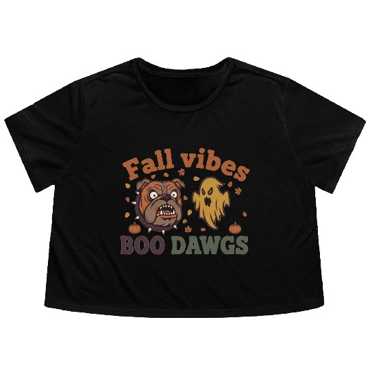 Fall vibes | Halloween Bulldog Ghost  Flowy Cropped Tees