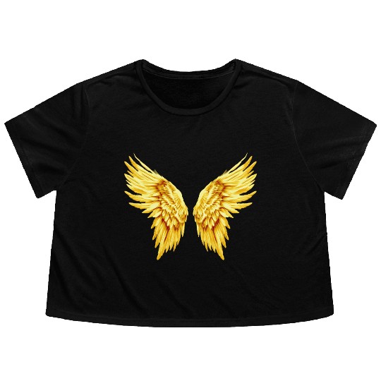 Golden Angel Wings  Flowy Cropped Tees