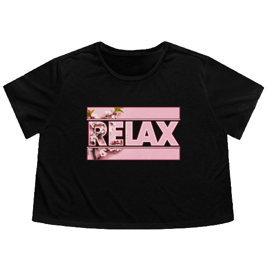 Cherry Blossom Relax Logo Flowy Cropped Tees