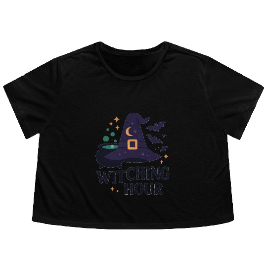 Witching Hour Night Scene Design Flowy Cropped Tees