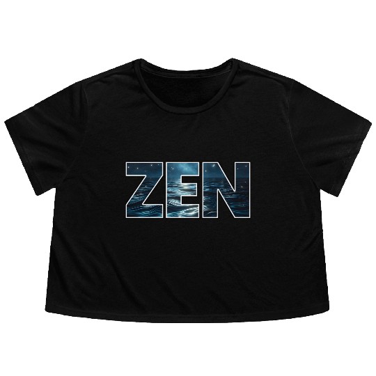 Ocean Waves Zen Logo Flowy Cropped Tees