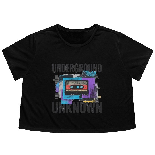 Underground Cassette Tape Urban Art Flowy Cropped Tees