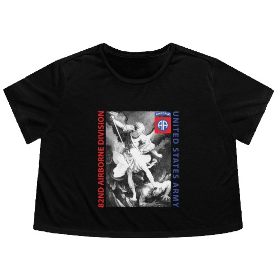 82nd Airborne - Saint Michael Flowy Cropped Tees
