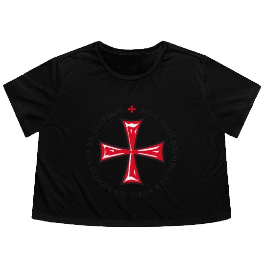 Cross Knights Templar Crusader non nobis domine Flowy Cropped Tees