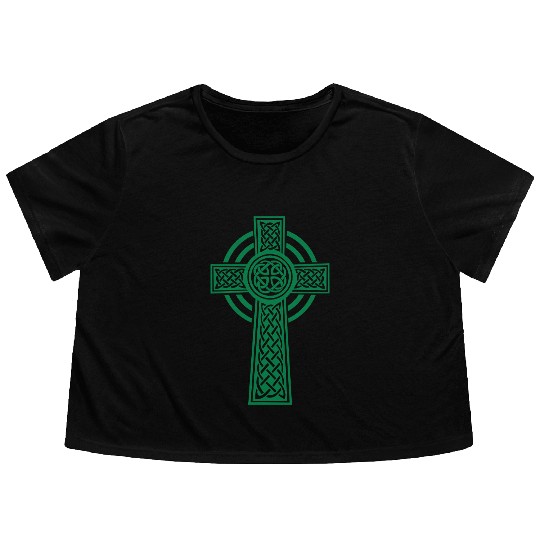 Celtic cross Flowy Cropped Tees
