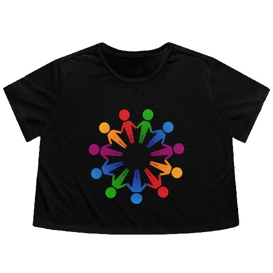 Multicultural Cooperation Circle Flowy Cropped Tees