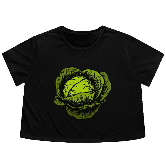 Green Cabbage Flowy Cropped Tees