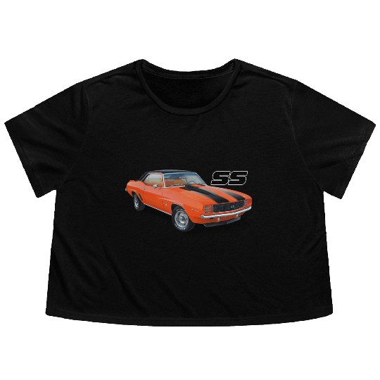1969 Orange Camaro Flowy Cropped Tees