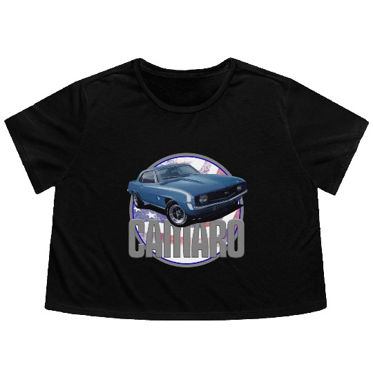 Bold Camaro in Blue Flowy Cropped Tees