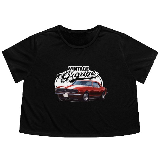 Vintage Camaro Garage Flowy Cropped Tees