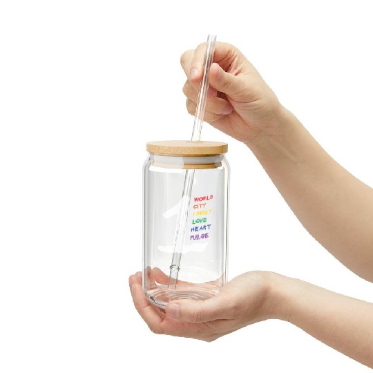 1 World CITY FAMILY LOVE HEART PULSE Frosted Tumblers