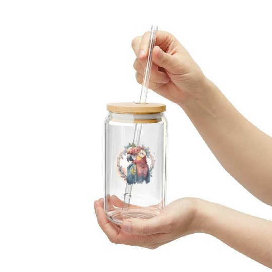 Watercolor Parrot Macaw Bird Flower Crown Pet Bird Frosted Tumblers