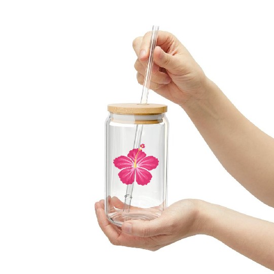 Pink Hibiscus Flower Frosted Tumblers