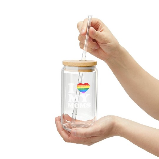 I Love My Moms Rainbow Heart Gay Pride Lgbt Flag Frosted Tumblers