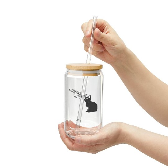 Black Cat Lover Skeleton Hand Boop Frosted Tumblers