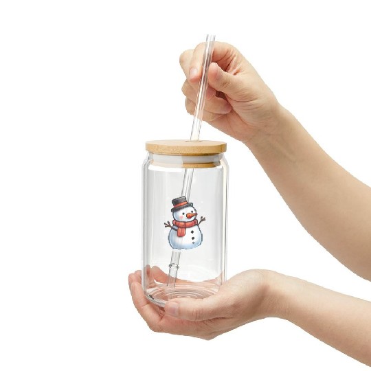 Happy snowman with red scarf and top hat Frosted Tumblers