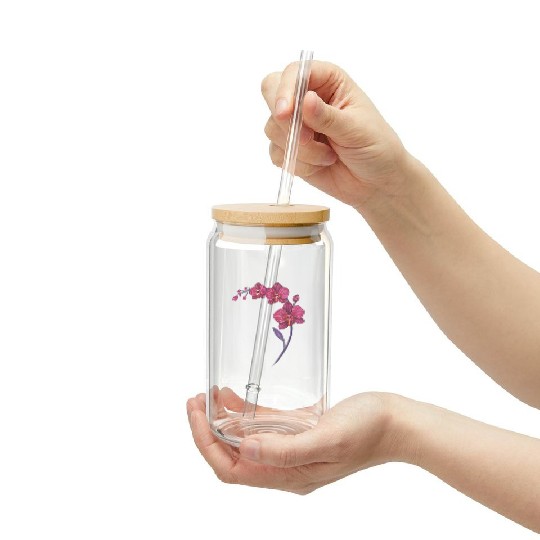 Elegant Violet Pink Orchid Flower Branch Design Frosted Tumblers