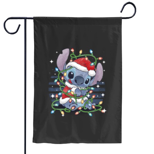 Disney Christmas Lilo & Stitch Christmas Lights Portrait Garden Flags