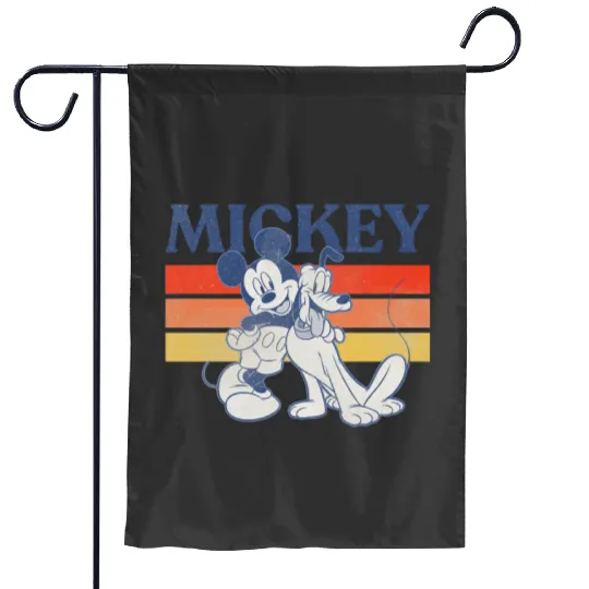Mickey And Pluto Retro Line Garden Flags, Mickey And Friends Garden Flags, Disney Garden Flags