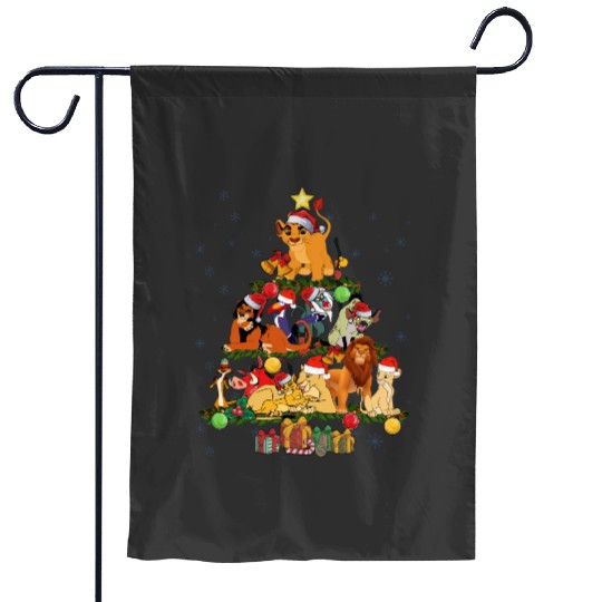 Lion King Characters Christmas Tree Garden Flags, Disney Christmas Garden Flags