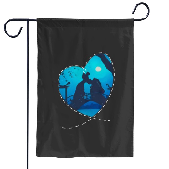 Disney Lady And The Tramp Silhouette Love Valentine's Day Garden Flags, Disney Valentine's Day