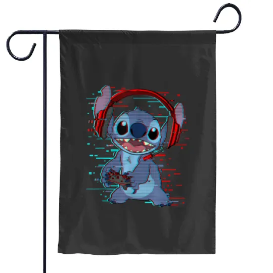 Disney Lilo & Stitch Gamer Glitch Headset and Controller Garden Flags , Disneyland Garden Flags