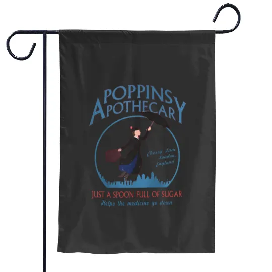 Retro Poppins Apothecary Mary Poppins Garden Flags, Funny Disney Garden Flags