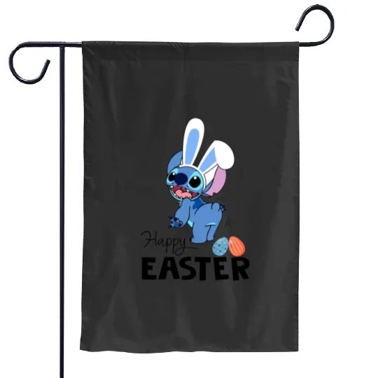 Stitch Happy Easter Shirt, Disney Easter Egg Shirt, Lilo & Stitch Easter Shirt, Disney Spring Break Tee, Family Easter Stitch Bunny Shirt Garden Flags