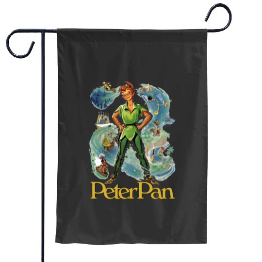 Peter Pan Garden Flags, Never Grow up Garden Flags, Neverland Garden Flags, Disney Garden Flags, Disneyland Family Garden Flags