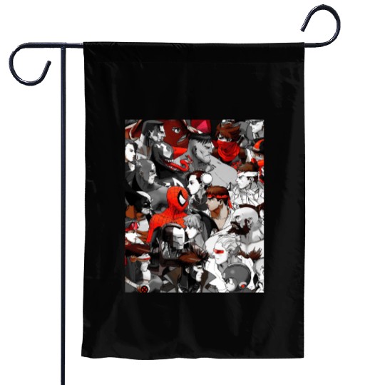 Marvel VS Capcom Red Graphic Garden Flags