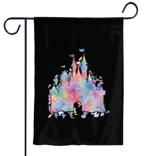 Watercolor Castle Garden Flags, Disney Magic Kingdom Garden Flags