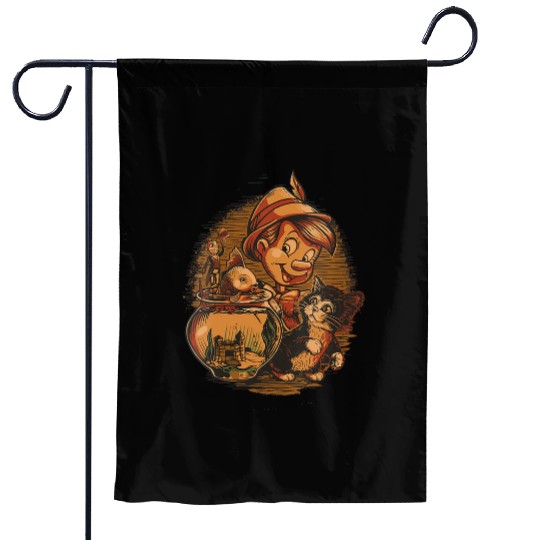 Womens Disney Pinocchio Jiminy Cricket Figaro and Cleo VNeck Garden Flags