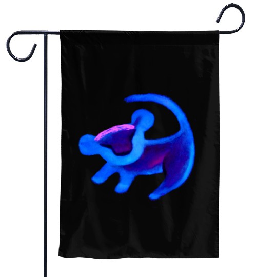 disney lion king simba cave painting blue hue Garden Flags