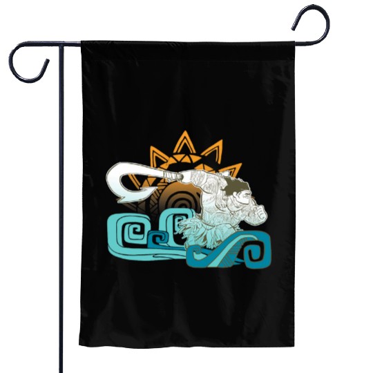 Disney Moana Maui Hook Surf and Sun Gradient Graphic Garden Flags