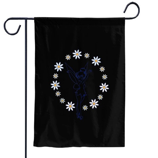 disney peter pan tinker bell spring floral circle Garden Flags