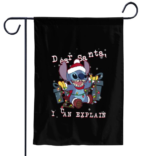 Disneys lilo stitch christmas dear santa i can explain long sleeve Garden Flags