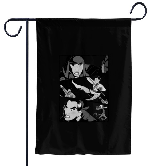 Disneys mulan angry warrior princess panel pullover Garden Flags