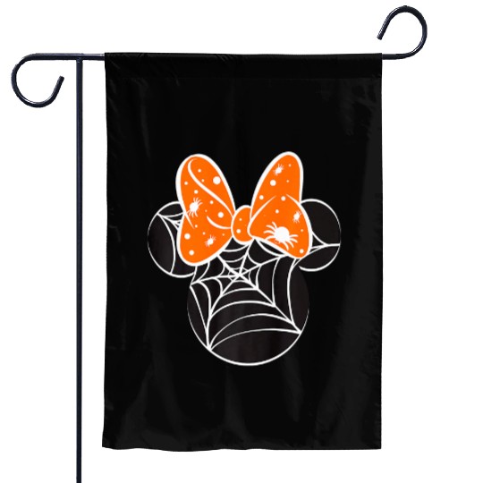 Disney Mickey Friends Halloween Minnie Spider Web Logo Premium Garden Flags