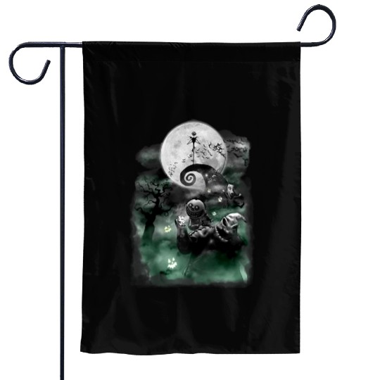 Disneys nightmare bee christmas haunted scene raglan baseball Garden Flags