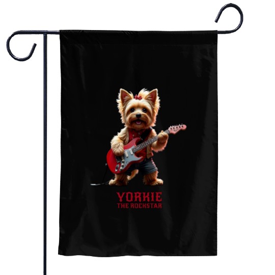 Yorkie the Rockstar Garden Flags