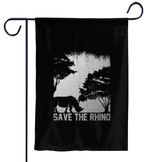 Retro Safari African Save The Rhino Garden Flags