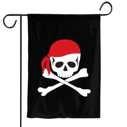 White Skull & Crossbones Garden Flags